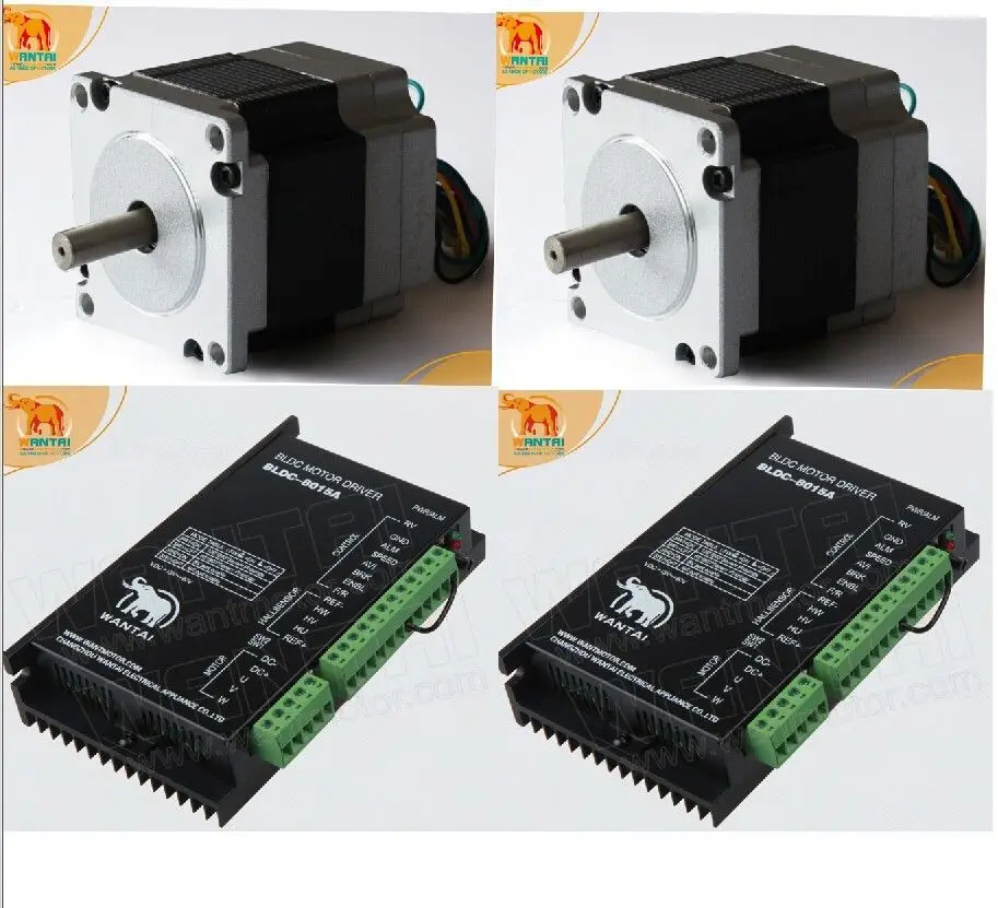 

2 Axis 57BLF02 CNC Wantai Nema 23 Brushless DC Motor 3000RPM, 24VDC,125W,3phs & Driver 80VDC