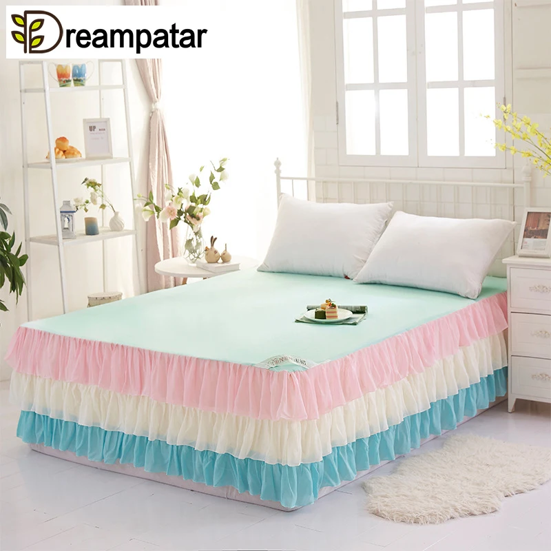 Dreampatar модный Радужный стиль удобные розовые/фиолетовые/зеленые мягкие моющиеся постельные принадлежности сплошной цвет фиксированная кровать крышка BY158A
