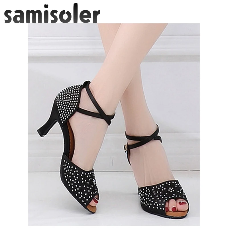 Samisoler Skin Satin Style Ballroom Dance Shoes Women Party ladies Latin shoes tango Professional | Спорт и развлечения
