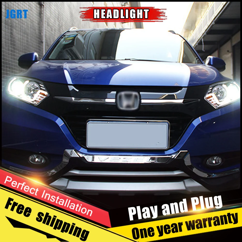 2 шт. автомобиль Стиль светодиодный фары для Honda VEZEL 2015-2016 налобный фонарь объектив