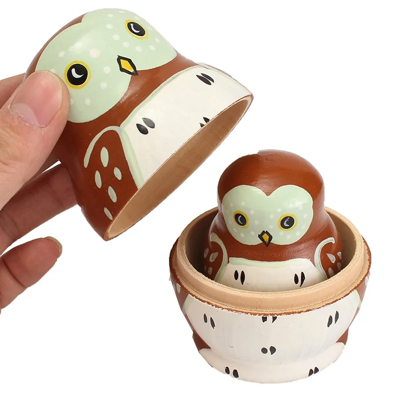 5 шт./компл. сова деревянные Слои Матрешка Украшения фигурки DIY Handmake ремесел Дети