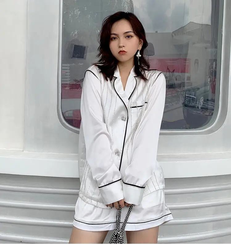 WHITNEY WANG 2019 летняя модная уличная Пижама стильная шикарная блузка с бриллиантами и