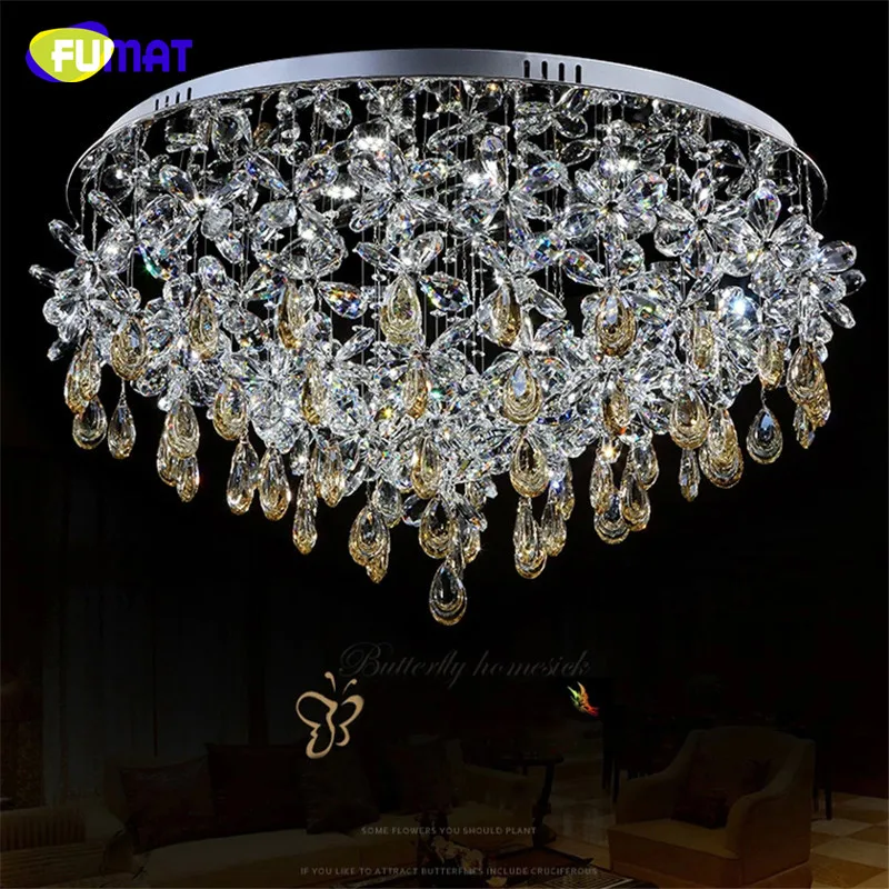 

FUMAT K9 Crystal Chandelier Ceiling Lamp Modern Chandelier Living Room Round led light Christmas Crystal Flower Chandliers