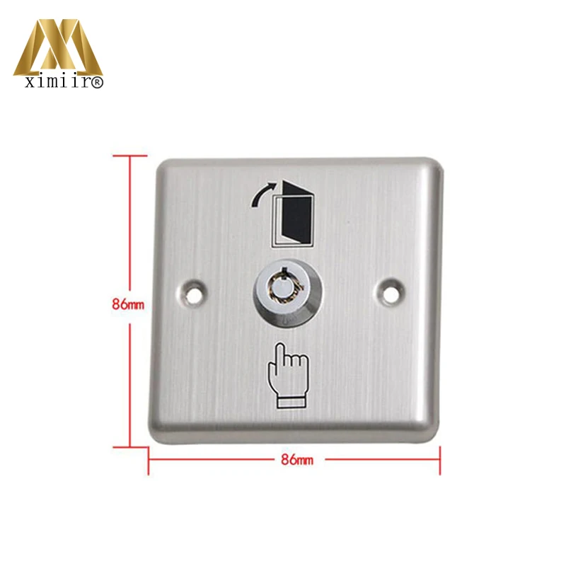 

Metal exit button 10PCS/LOT single door stainless steel exit button with key for all access control system X05K