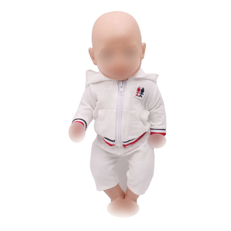 

43 cm baby dolls clothes new born Fashionable white sportswear Baby toys fit American 18 inch Girls doll f315