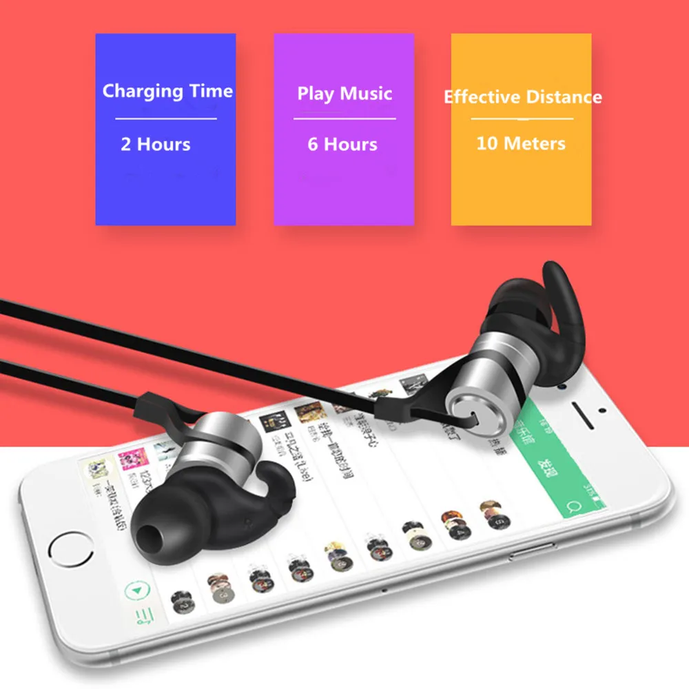Handsfree Mic In-Ear HIFI Stereo Bass Headphones Earphone Anti-Sweat Magnetic Neckband Bluetooth Headsets for Running Hiking | Электроника