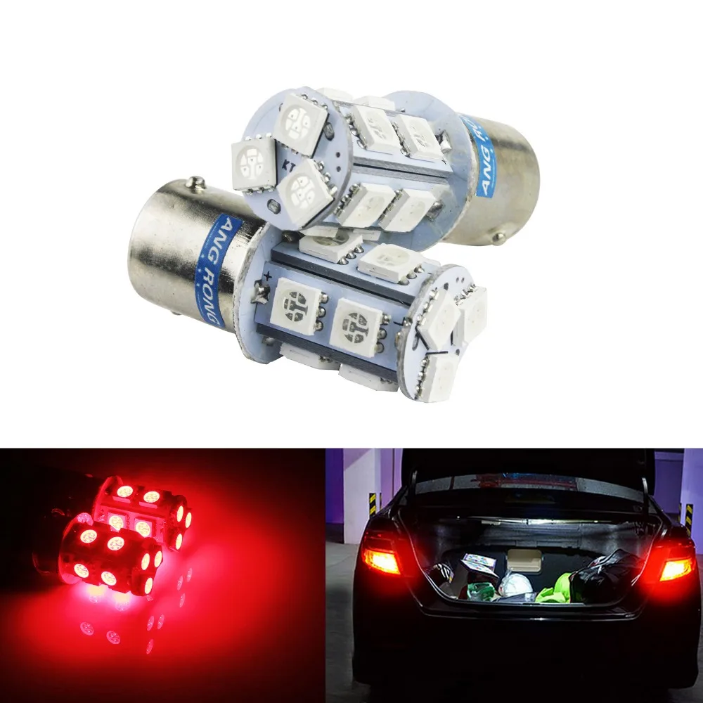 ANGRONG 2x5050 SMD LED R5W R10W 1156 BA15S 382 P21W Красный Автомобильный задний тормоз фонарь для