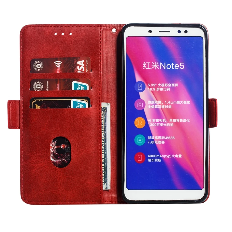 Кожаный чехол-книжка с подставкой для Xiaomi Redmi Note 5 | Мобильные телефоны и