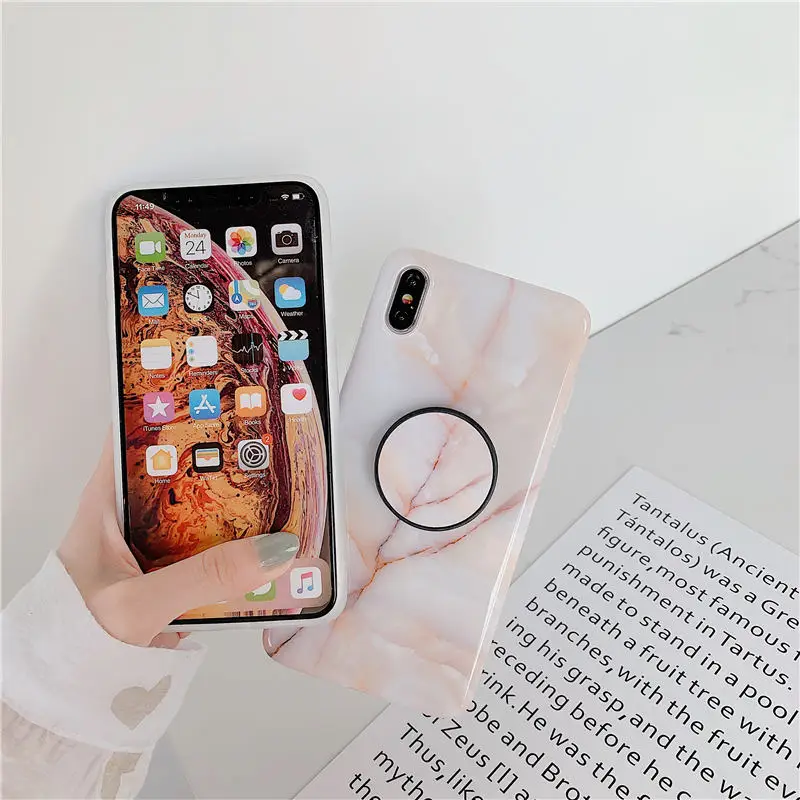 FLYKYLIN глянцевый мраморный чехол для iphone 6 S 7 8 Plus X XR XS Max Coque Ретро задняя крышка на