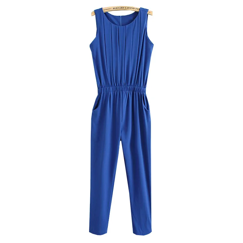 Женский шифоновый комбинезон с плиссировкой повседневный длинный без рукавов