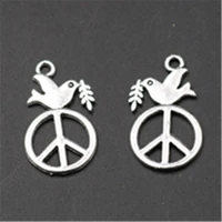 15pcs silver plated pray for syrian peace dove charm earrings necklace diy metal jewelry alloy pendant a756