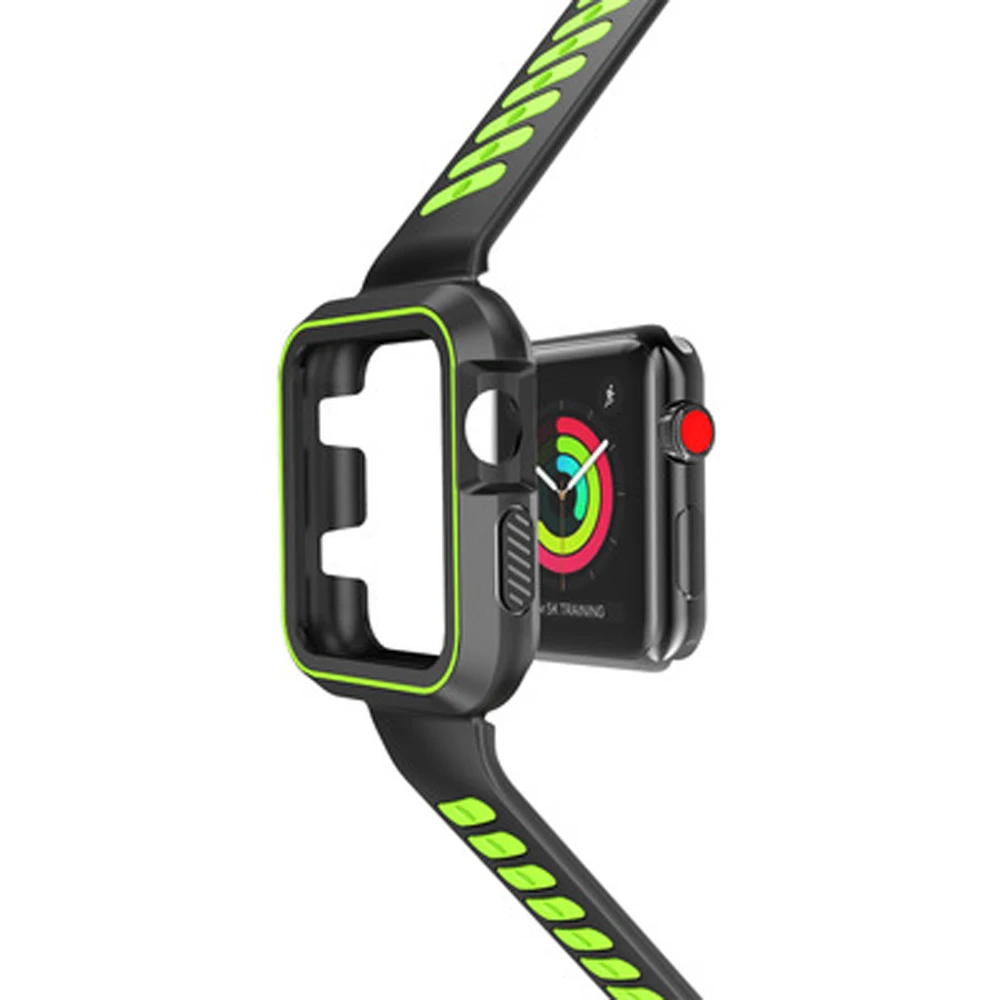 Спортивный силиконовый чехол + ремешок для Apple watch band 42 мм 38 44 40 Iwatch 4 3 2 1 correa TPU PC и