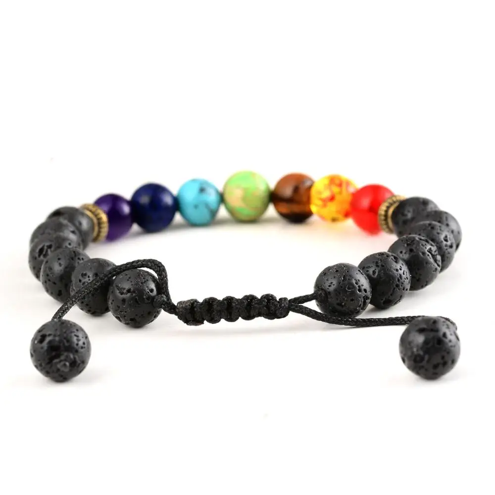 Браслет с 7 чакрами для мужчин и женщин регулируемая нить из натурального камня