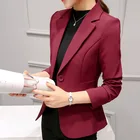 Женский офисный пиджак, повседневный облегающий пиджак винного и черного цвета с английским воротником и длинным рукавом, весна 2021