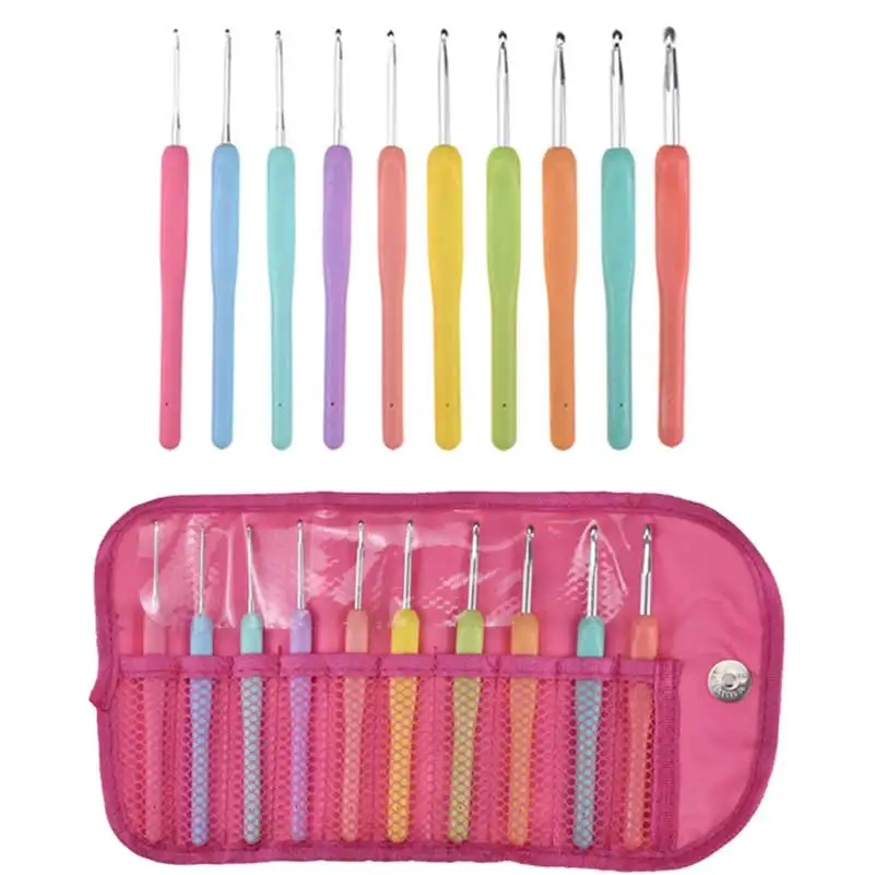 Набор крючков для вязания алюминиевые спицы с эргономичной мягкой резиновой