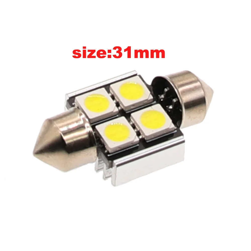 10 Pcs White CANBUS Error Free 31mm 36mm 39mm 5050 C5W Festoon 4SMD 12v Car Interior Bulb License Plate Light | Автомобили и