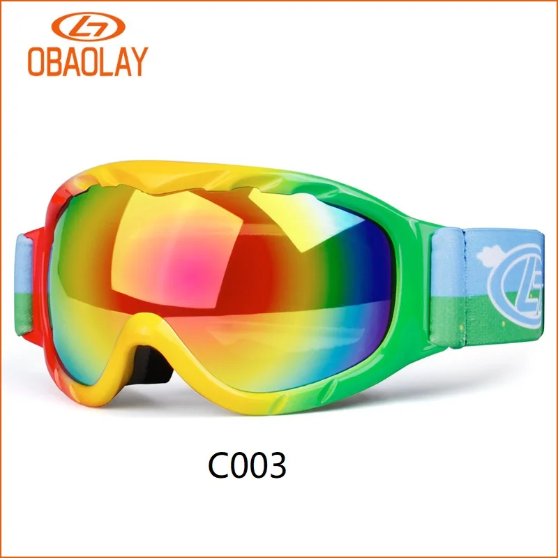 C003 Профессиональные дети HD Vision лыжные очки Детские двойные линзы UV400 Анти-туман маска очки Лыжный Спорт Девочкам Мальчикам сноубордические очки - Цвет: C003
