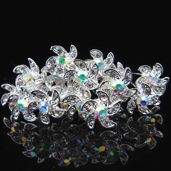 

12 Pcs Wedding Bridal Bridesmaid Windmill Rhinestone Crystal Headband Hair Pins