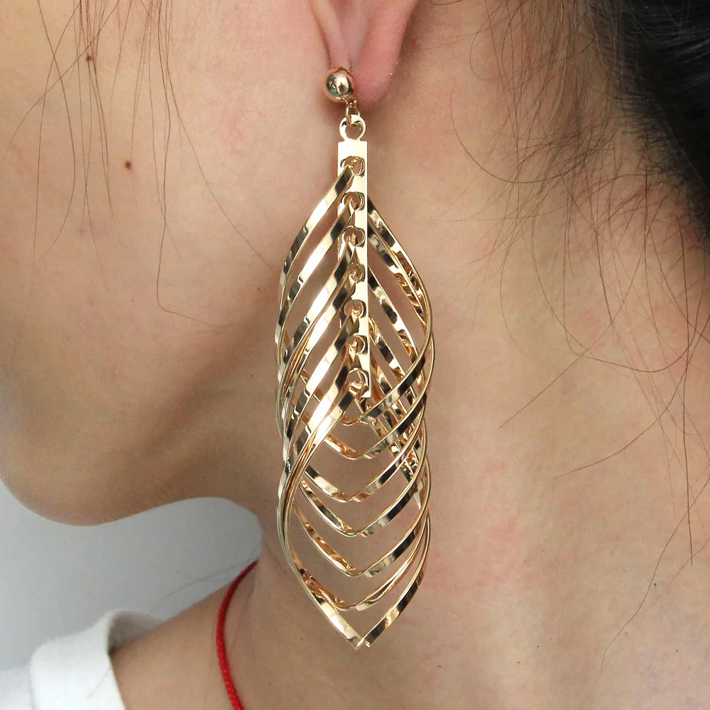 Серьги подвески Женские Геометрические золотистые/Серебристые в индийском