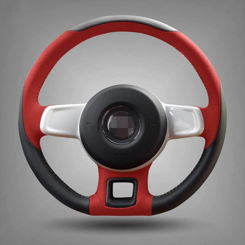 

Hand Sew Black Genuine Leather Car Steering Wheel Cover for Volkswagen VW Beetle 2012-2016 Up 2013-2016