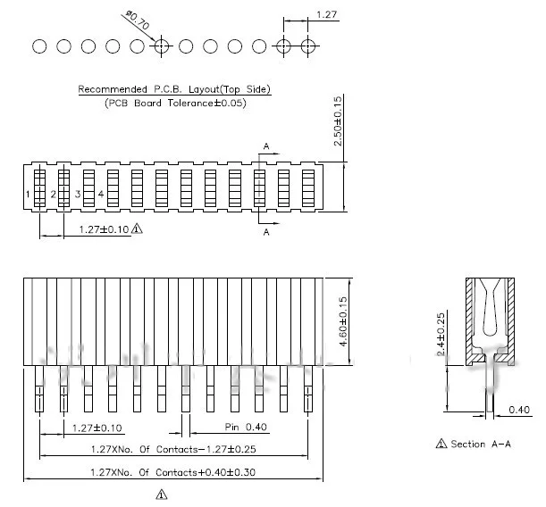 1000 шт. высота 4 6 мм гнездо 1 27 PCB 2 3 5 7 8 9 10 11 12 13 14 15 16 20 40 50 Pin сквозное отверстие |