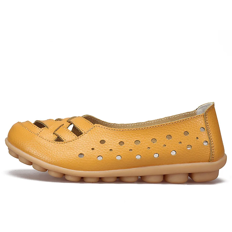 Мокасины BeckyWalk женские из натуральной кожи мягкие босоножки с перфорацией обувь