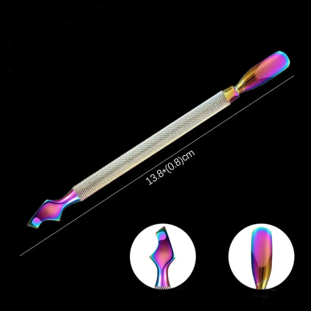 Stainless Steel Dual-ended Chameleon Rainbow Cuticle Pusher Finger Remover Dead Skin Tips Manicure Nail Art Care Tools Pedicure | Красота и
