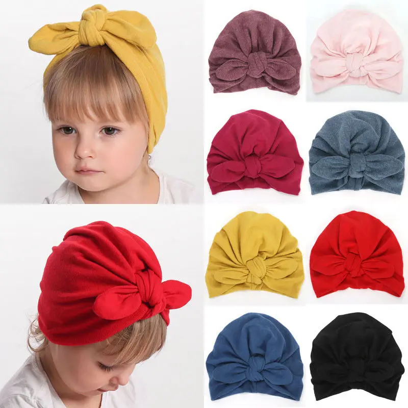 Cute Newborn Toddler Kids Baby Boy Girl Soft Turban Cotton Beanie Hat Cap |