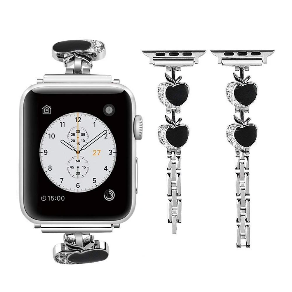Браслет звеньевой для Apple Watch Band 4/3 38 мм 44 браслет iWatch 42 40 блестящий ручной работы