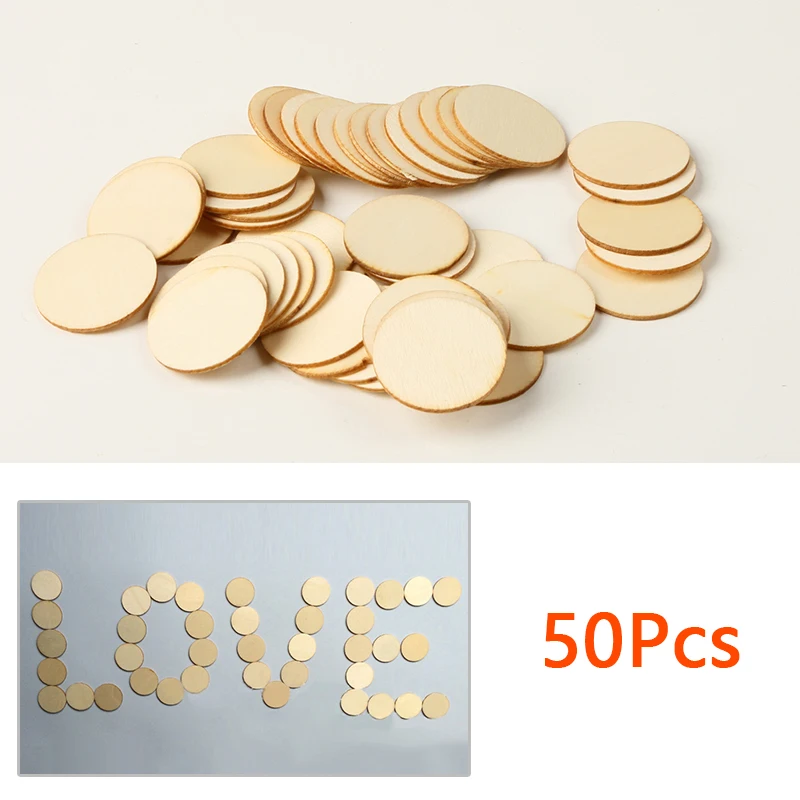 Заготовки деревянные круги вырезы 50 шт. 30 мм круглые диски украшение фанера