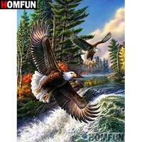 homfun full squareround drill 5d diy diamond painting animal eagle embroidery cross stitch 3d home decor gift a13413