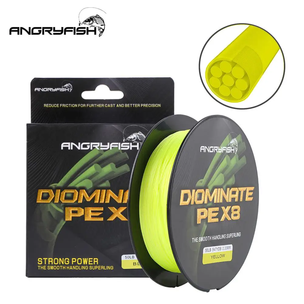 Рыболовная плетеная леска Angryfish Diominate PE X8 8 нитей 500 м/547YDS желтая|Рыболовные лески| |
