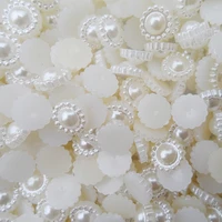 50pcslot 1919mm lowest price diy jewelry accessories white sunflower half round ball shape pearl beads