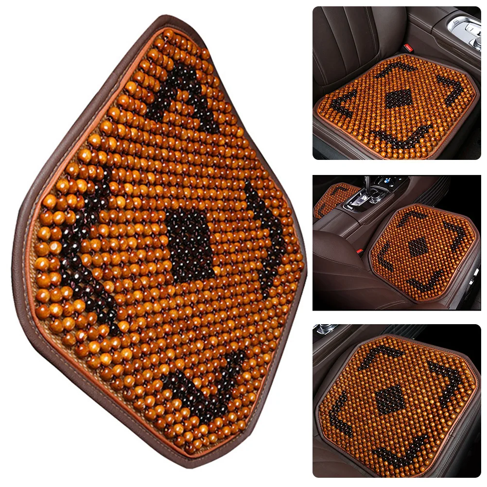 Wooden Beaded Summer Breathable Seat Cover Anti-slip Car Interior Chair Pad Cushion (Yellow) | Automobiles Covers