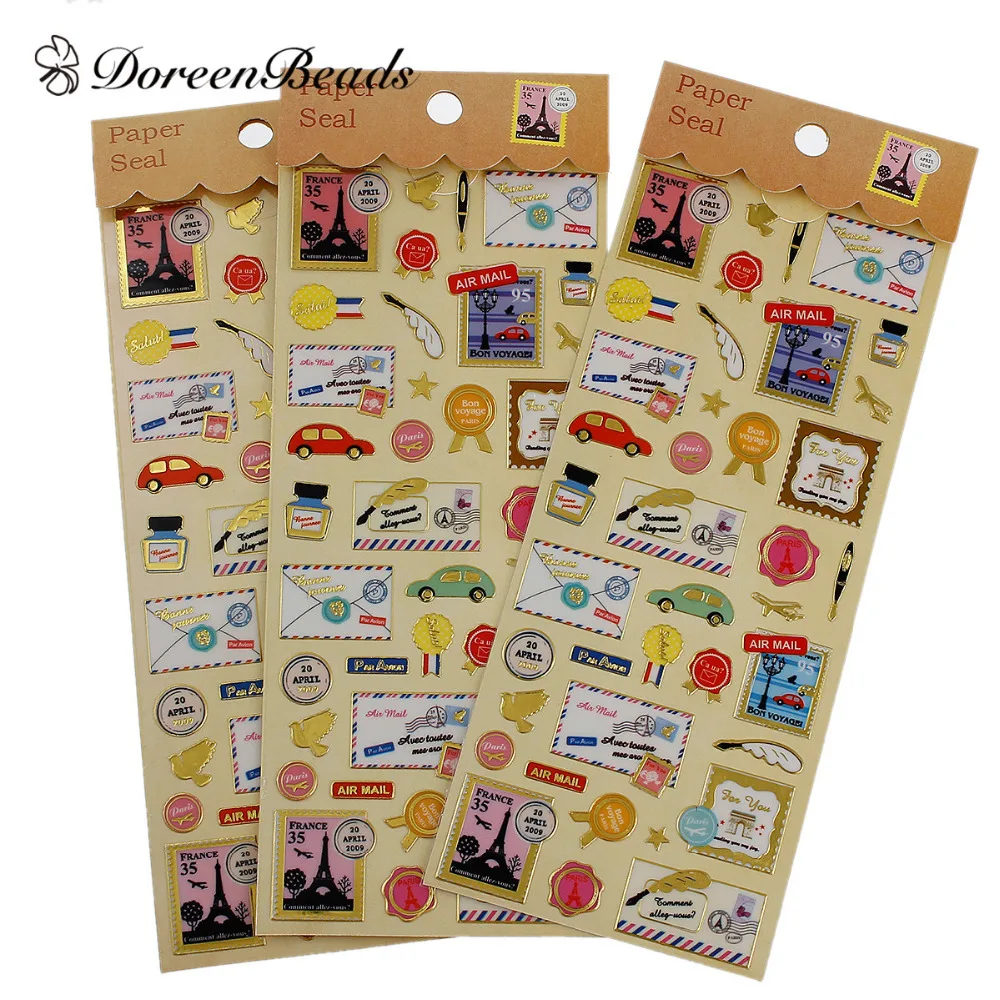 DoreenBeads пасхальные ПВХ DIY деко бумага печать наклейки почтовый смешанный узор в