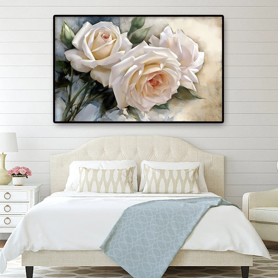 Белая Роза плакат и печатная графика скандинавские цветочные картины на холсте