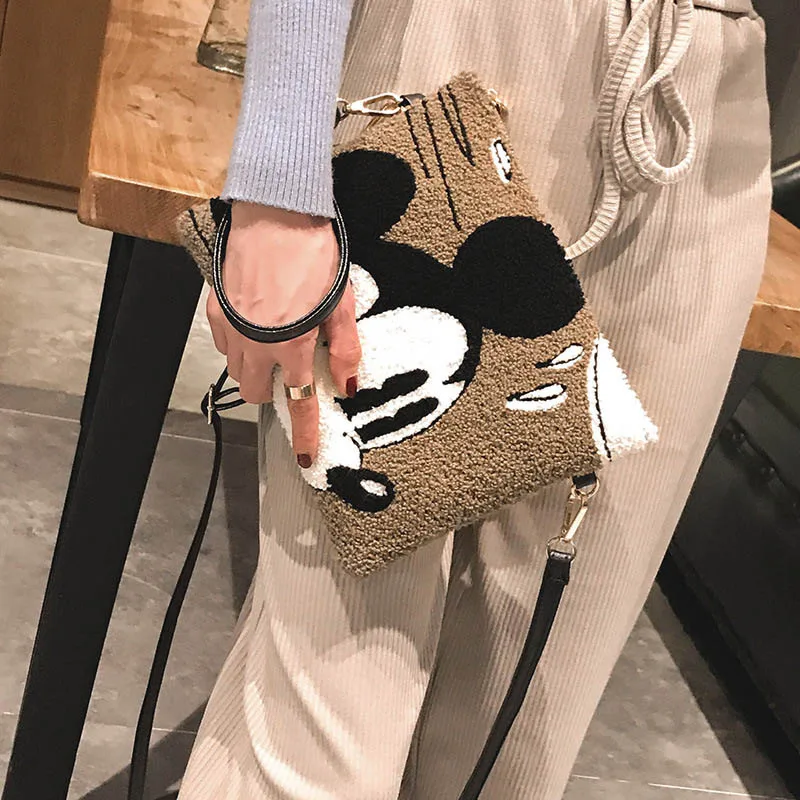 Новый плюшевый рюкзак disney с Микки Маусом женская сумка мессенджер женские сумки