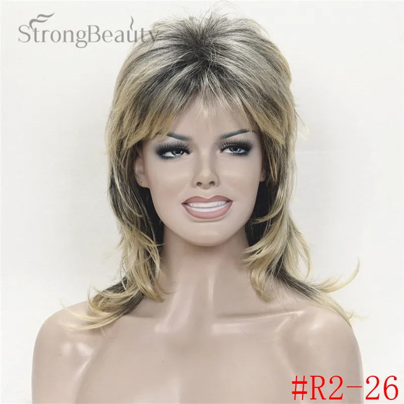StrongBeauty натуральный синтетический Монолитным средней длины парик волнистые светлые парики для женщин 14 цветов