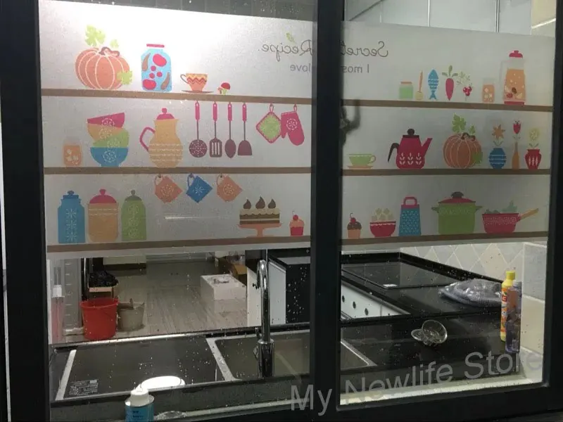 Статическое цепляющее кухонное окно Пленка стеклянная наклейка на заказ размер витражное окно конфиденциальности наклейка раздвижная офисная дверь украшение дома