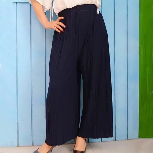 Женские плиссированные брюки Палаццо со складками повседневные средней талией и