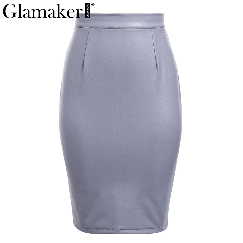 Glamaker, искусственная кожа, облегающая сексуальная юбка, летняя, женская, черная, с высокой талией, Весенняя юбка, вечерние, модная, сексуальная, на молнии, офисная юбка, низ