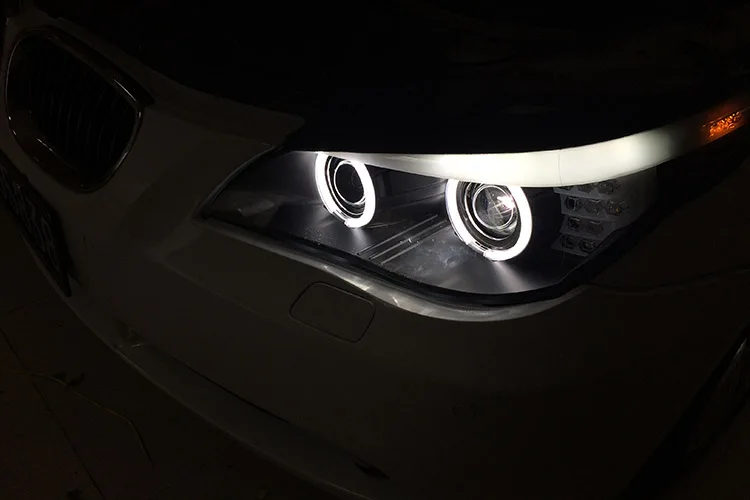 Автомобильный Стайлинг для 5 серий E60 фары 2003-2010 для E60 светодиодный головной фонарь Angel eye светодиодный DRL передний свет Биксеноновые линзы ксенон