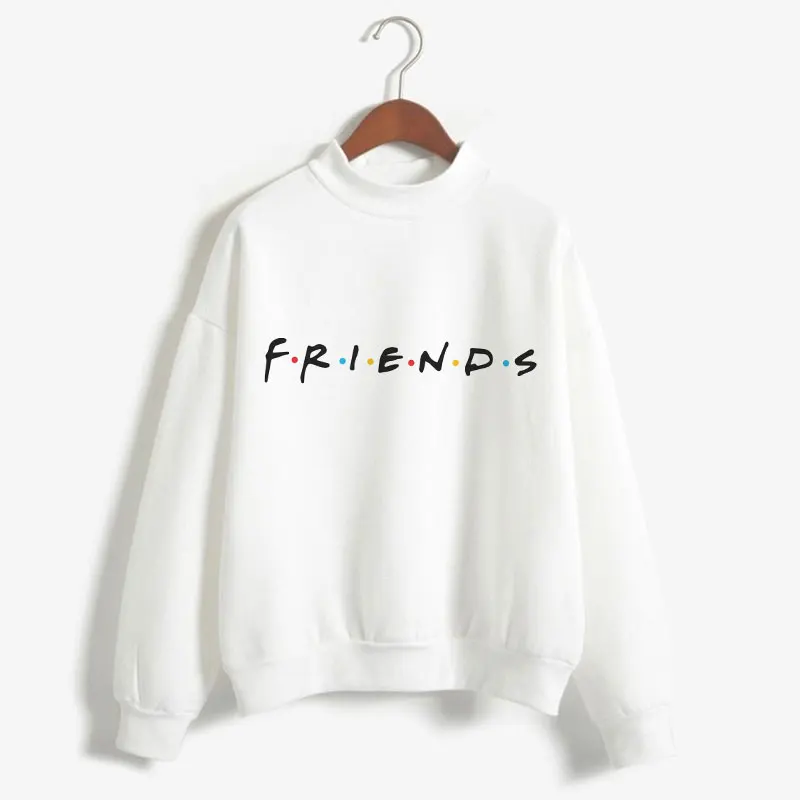 

CDJLFH 2018 Friends Tv Show Turtleneck Pullover Candy White Fashion Women Hoodies Casual Autumn Winter Sweatshirt