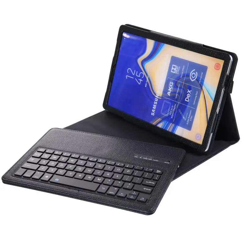 Кожаный чехол Премиум для Samsung Galaxy Tab S4 10,5 T830 T835 SM-T830 SM-T835 покрытия принципиально Капа с Съемная клавиатура Bluetooth - Цвет: Черный