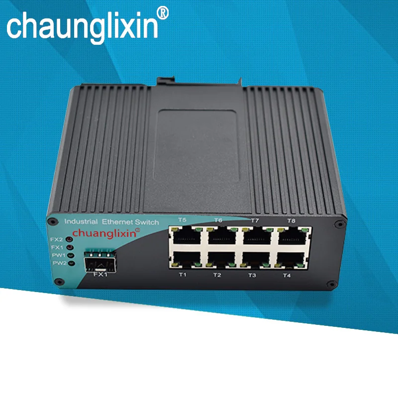 POE 155M Ethernet Fiber SWITCH Industrial 48V 8 10/100M rj45 Port 1 Fiber Port Industrial Fiber Optic 48V