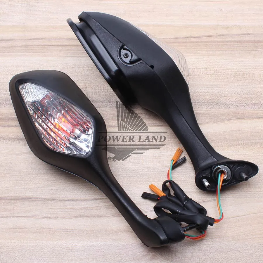 Металлические Боковые Зеркала для мотоцикла + Янтарная лампа с поворотным