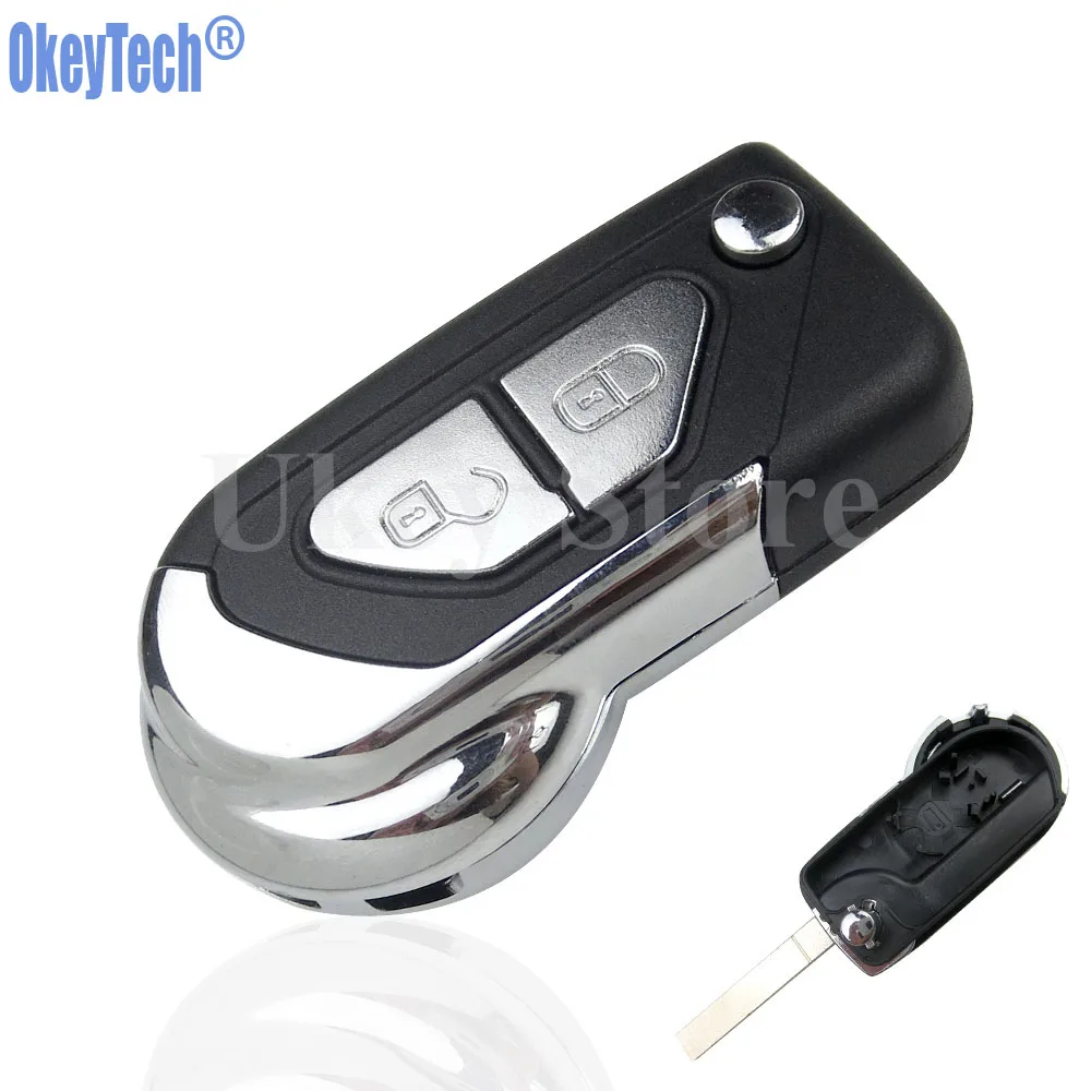 OkeyTech 2 кнопки автомобильная откидная оболочка ключа дистанционного управления