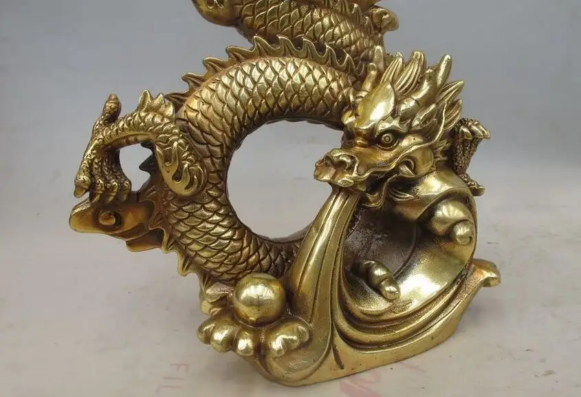 Китайская медная королевская статуя фэн-шуй праздничная декоративная дракона 14