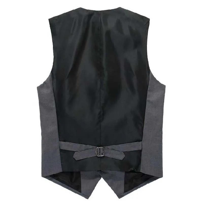 Мужской жилет с v образным вырезом повседневный 5 пуговицами серый размера плюс