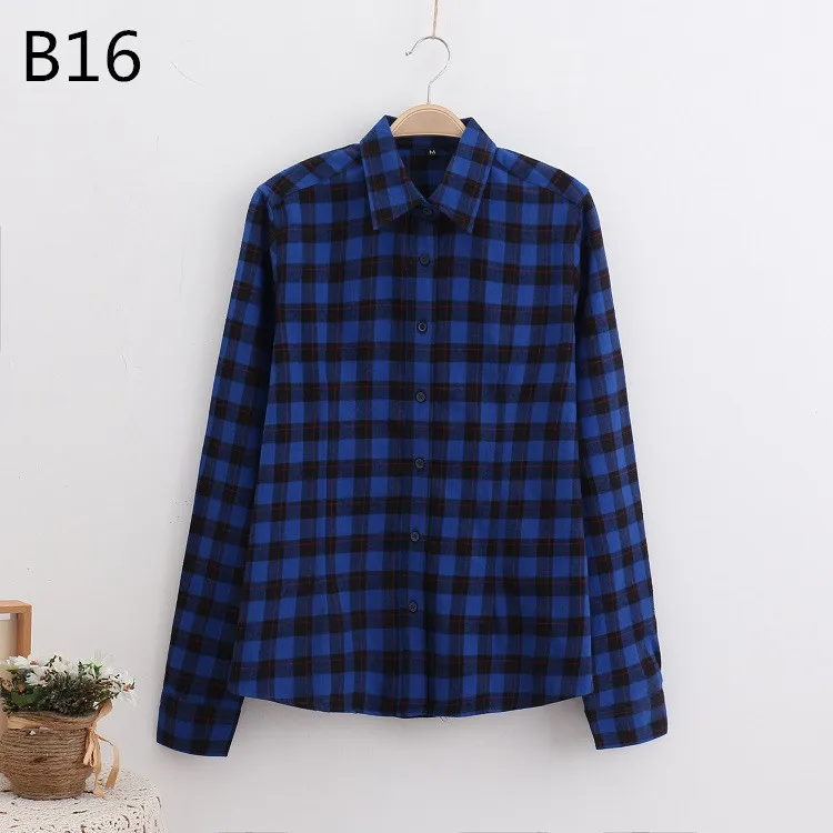 2018 весна и осень Для женщин Мода Рубашки в клетку Колледж ветер блузка с длинным